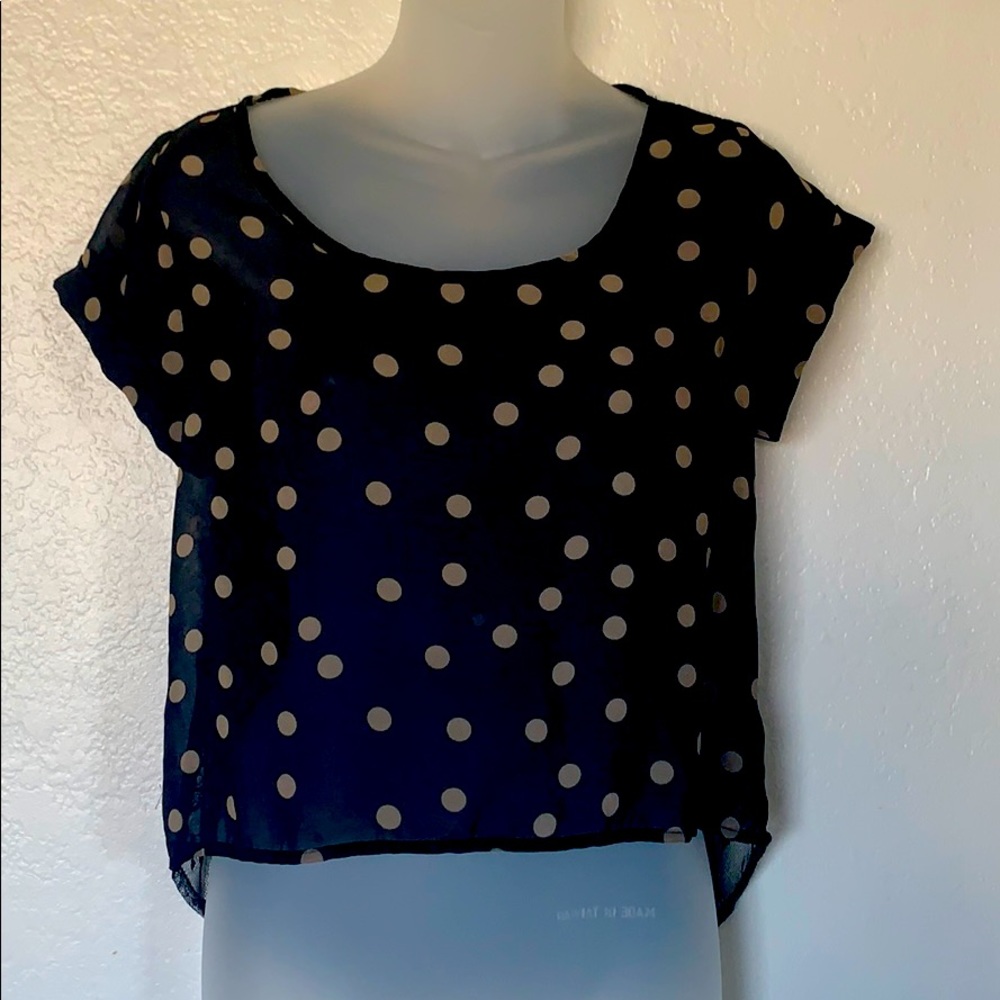 Sheer polka dots black shirt